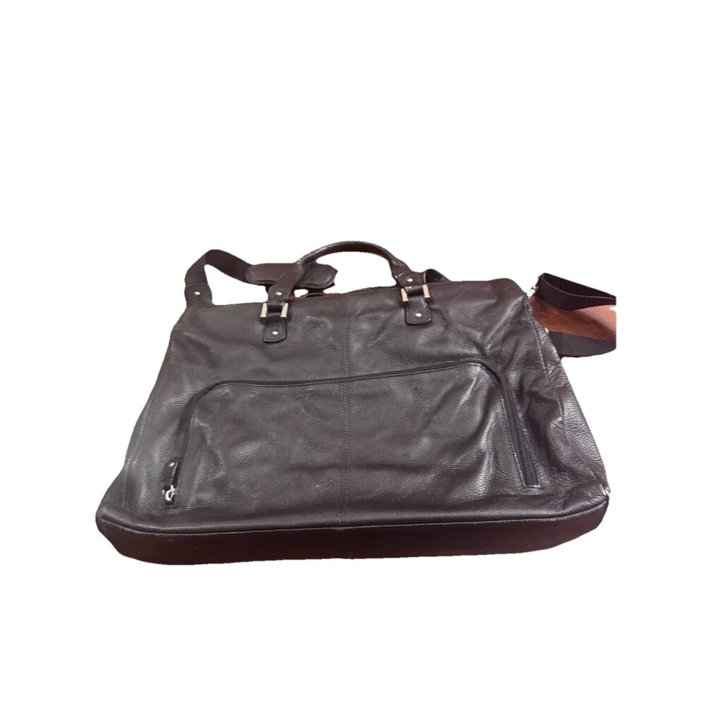 CLARKS Distressed Heavy Duty Black Leather large Laptop Bag